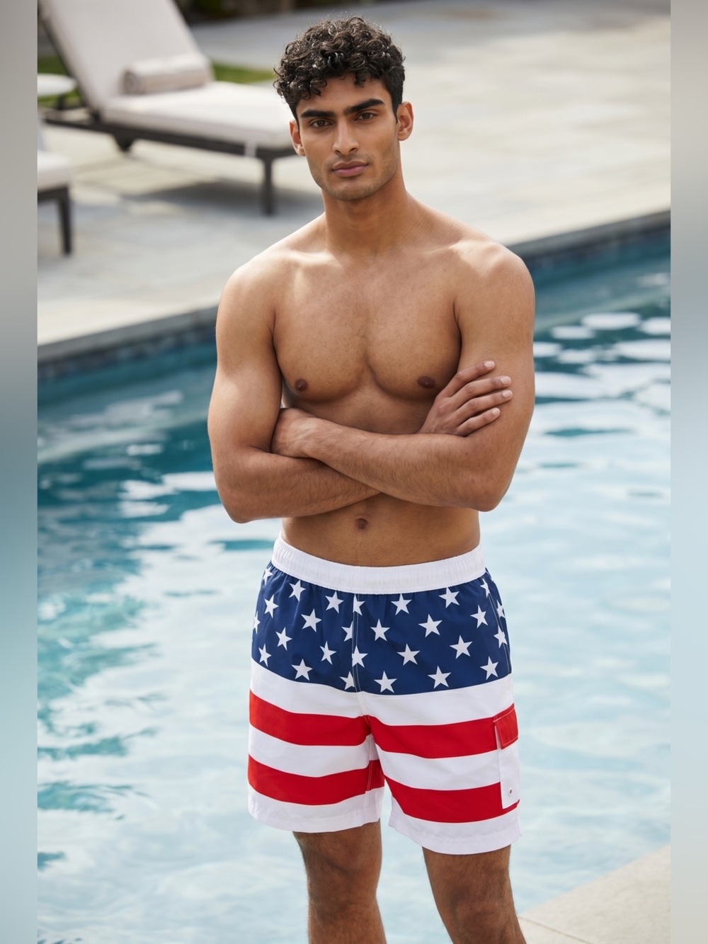 Men's American Flag Swim Trunks - NWT